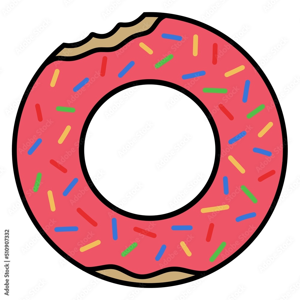 Cartoon pink donut inflatable circle on white background Cartoon pink donut inflatable circle on white background