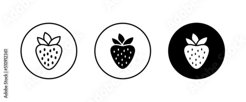 Garden strawberry fruit icon or strawberries icons vector, sign, symbol, logo, illustration, editable stroke, flat