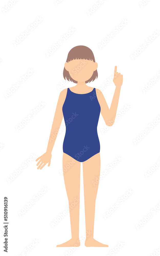 女子生徒、水着姿、指さししてアドバイスする 女子生徒、水着姿、指さししてアドバイスする