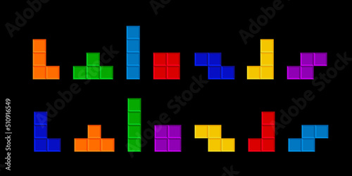 Tetris elements. Isolated vector. Game background. Simple illustration.  photo