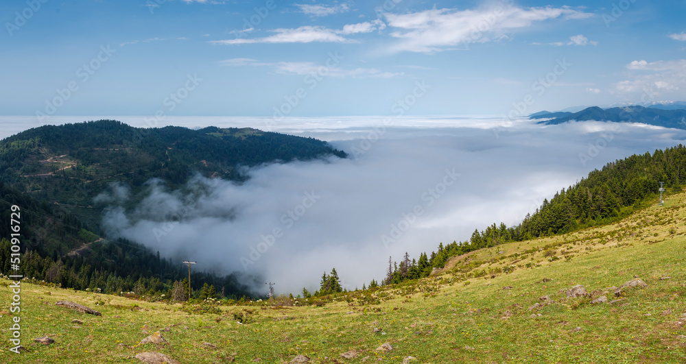 Sea of Clouds on Kackarlar Mountains view in Rize Province of Turkey