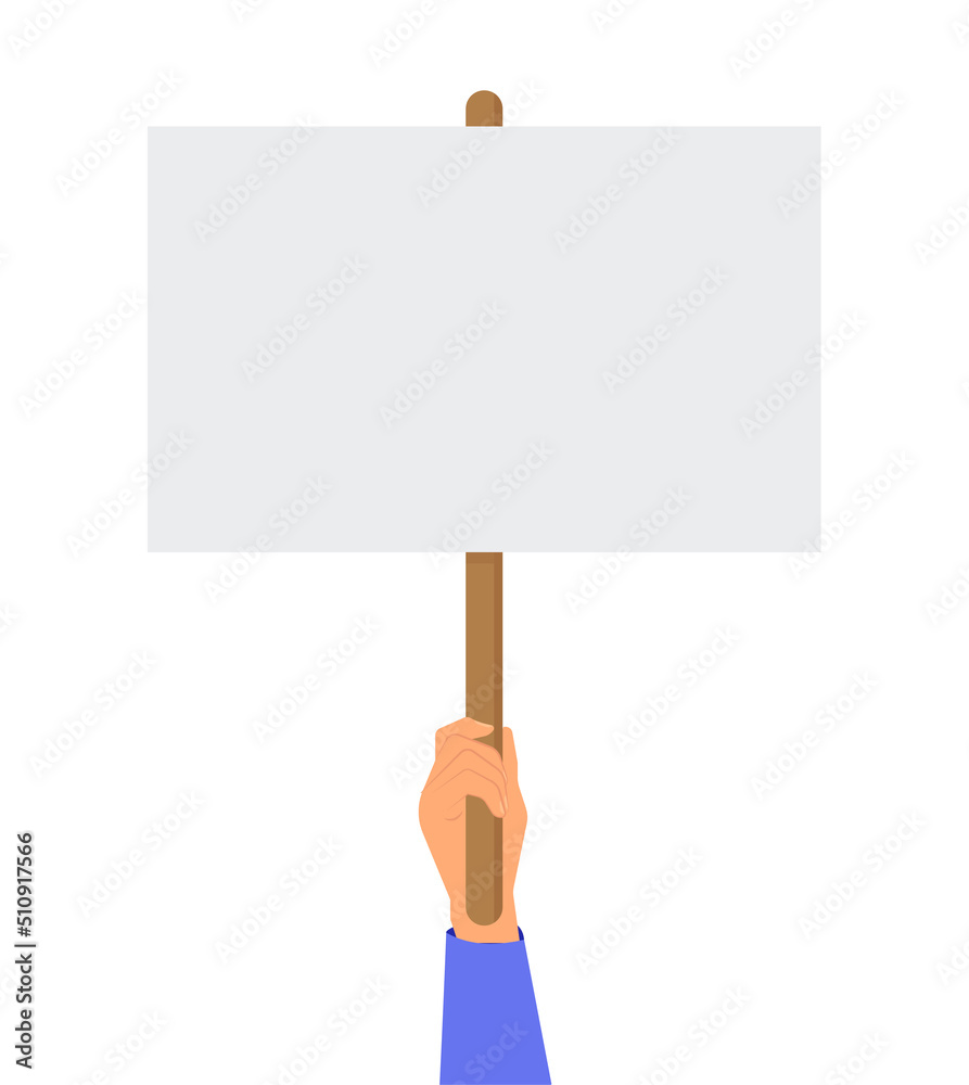 Empty Sign In Hand Hands Holding Blank Protest Poster Cartoon Vector