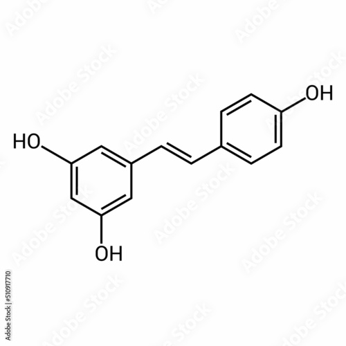 chemical structure of Resveratrol (C14H12O3) photo