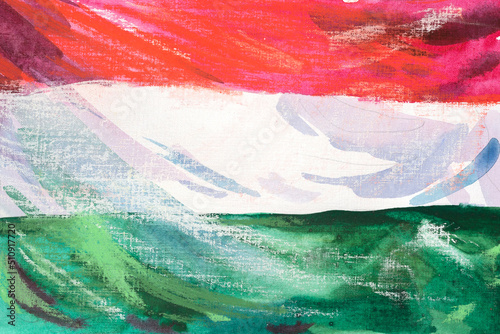 Hungary, Hungarian flag. Hand drawn watercolor illustration. фототапет
