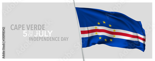 Cape Verde happy independence day greeting card, banner with template text vector illustration