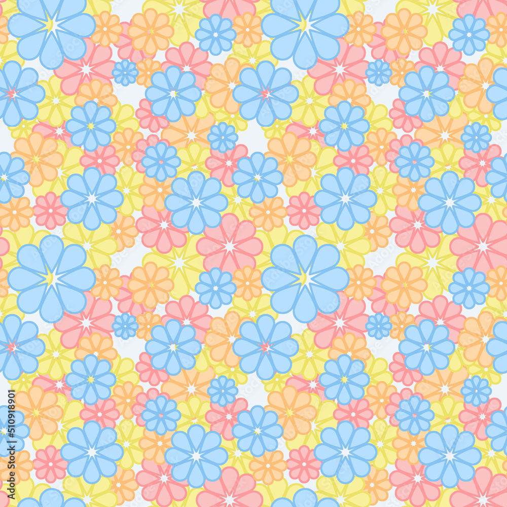 Seamless retro style floral pattern. High detailed flower 70s style texture. Elegant floral pattern in small painted flowers. Floral seamless background for fashionable prints. Vintage print. Seamless retro style floral pattern. High detailed flower 70s style texture. Elegant floral pattern in small painted flowers. Floral seamless background for fashionable prints. Vintage print.