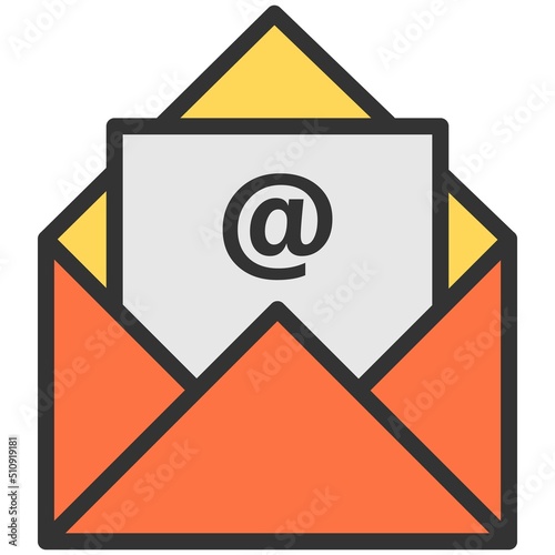 Email address letter in opened envelop vector icon