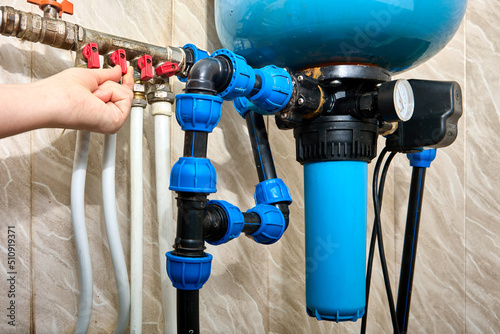 Installing whole house water filter after pressure tank.