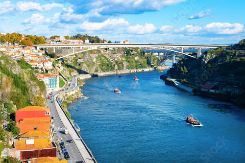 Canvas Print Porto Henrique bridge river cityscape