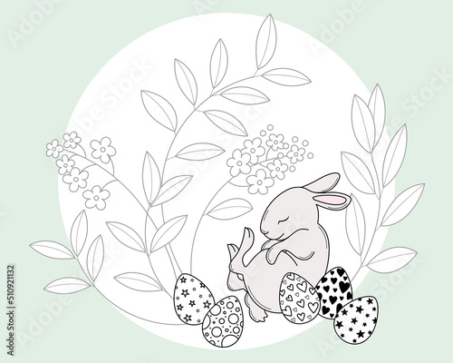 Sleeping hare and painted eggs