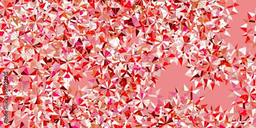 Light red, yellow vector template with ice snowflakes.