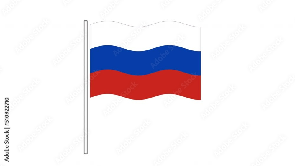 Russia, Russian flag seamless loop animation. Waving flag on black background. Russia, Russian flag seamless loop animation. Waving flag on black background.