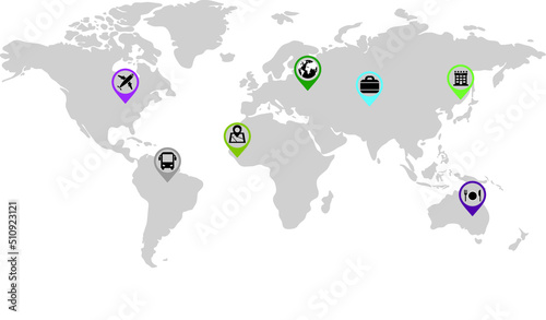 Abstract world map with pin points
