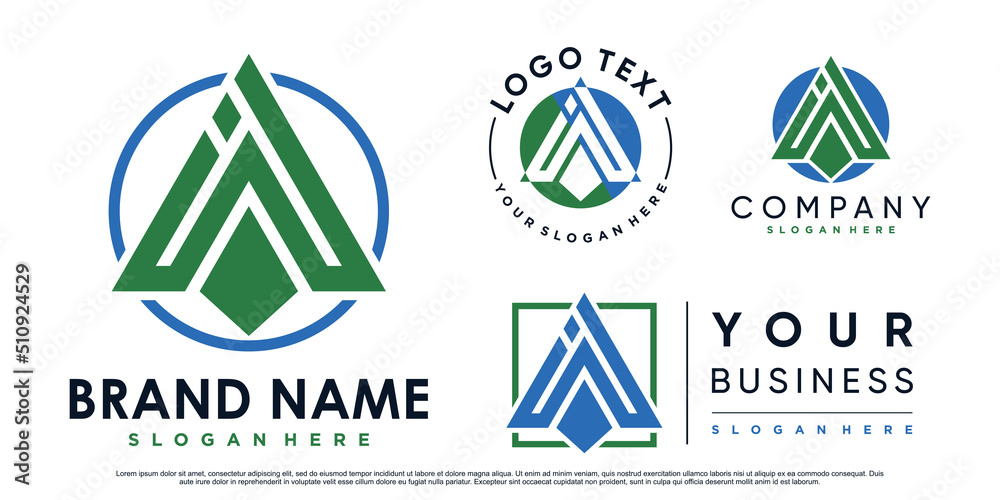 Set of triangle letter a logo design inspiration for business with creative element Premium Vector Set of triangle letter a logo design inspiration for business with creative element Premium Vector
