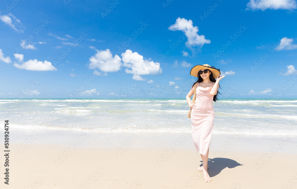 woman with casual clothes and fashion poses on the beach woman with casual clothes and fashion poses on the beach