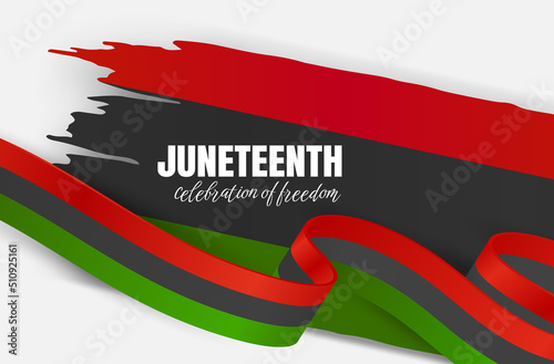 Juneteenth Freedom Day. 19 June African American Emancipation Day. Annual American holiday. Black, red, and green banner or header background with lettering. Vector illustration.
