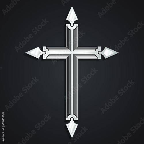 3d modern shape silver cross