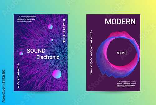 Set of modern abstract musical backgrounds. Sound flyer for creating a fashionable cover, banner, poster, booklet.