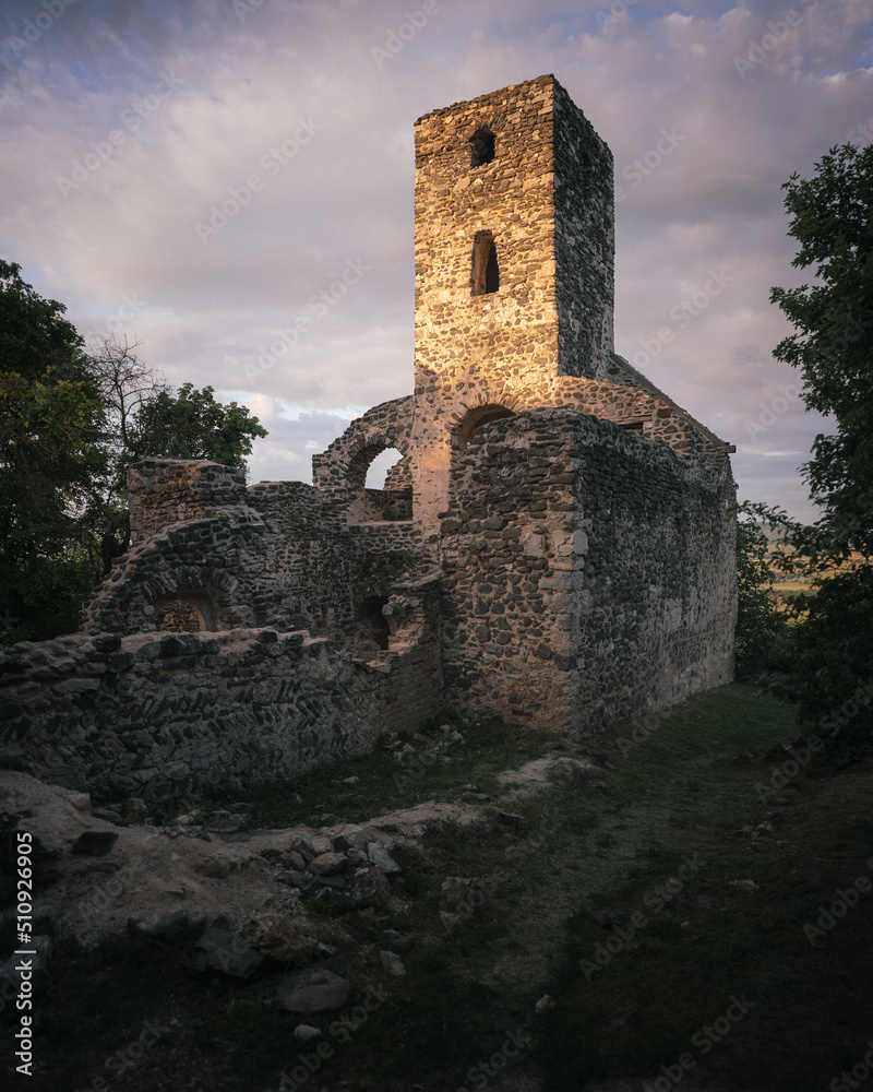 Medieval ruins of a temple at lake Balaton, Hungary