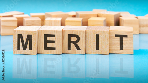 word merit made with wood building blocks, business concept