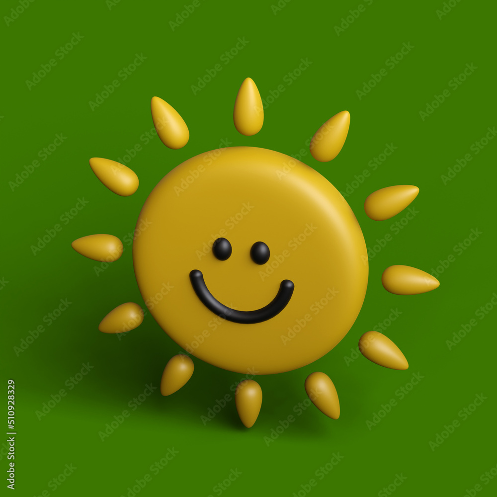 cute happy smiling sun isolated on green cute happy smiling sun isolated on green