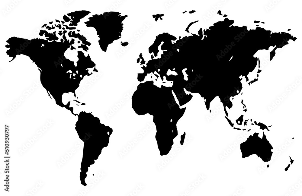 world map silhouette in black