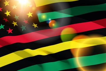 Waving Alternative Juneteenth Flag with Lens Flare. Since 1865. Design of Banner. Black history month.