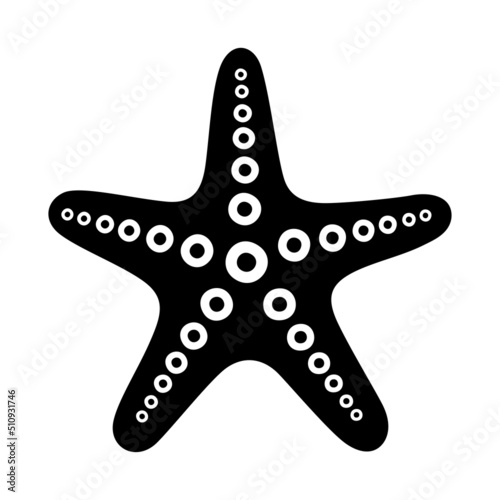 Starfish vector silhouette isolated on white background.
