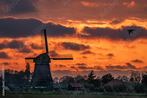 windmill at sunset