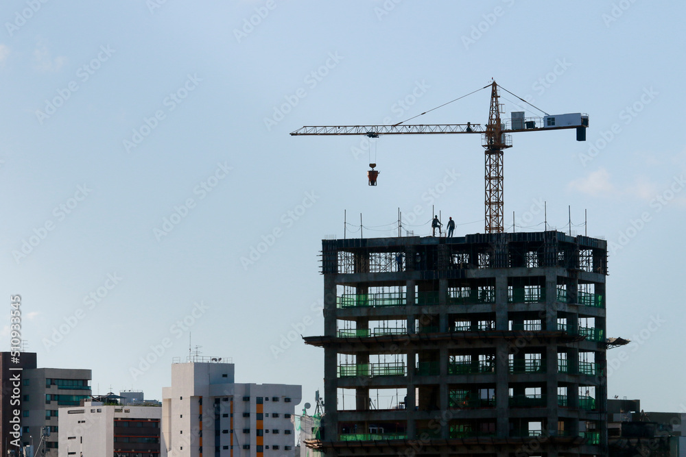 RECIFE - BRAZIL, 14, June, 2022. View of a building under construction in the neighborhood of Boa Vista, central region of the city of Recife, which has been receiving several housing developments.