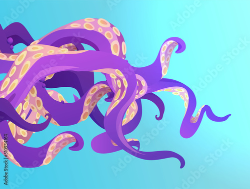 Octopus of tentacle. Cartoon vector illustration on white background