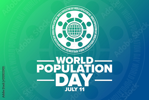 World Population Day. July 11. Holiday concept. Template for background, banner, card, poster with text inscription. Vector EPS10 illustration.