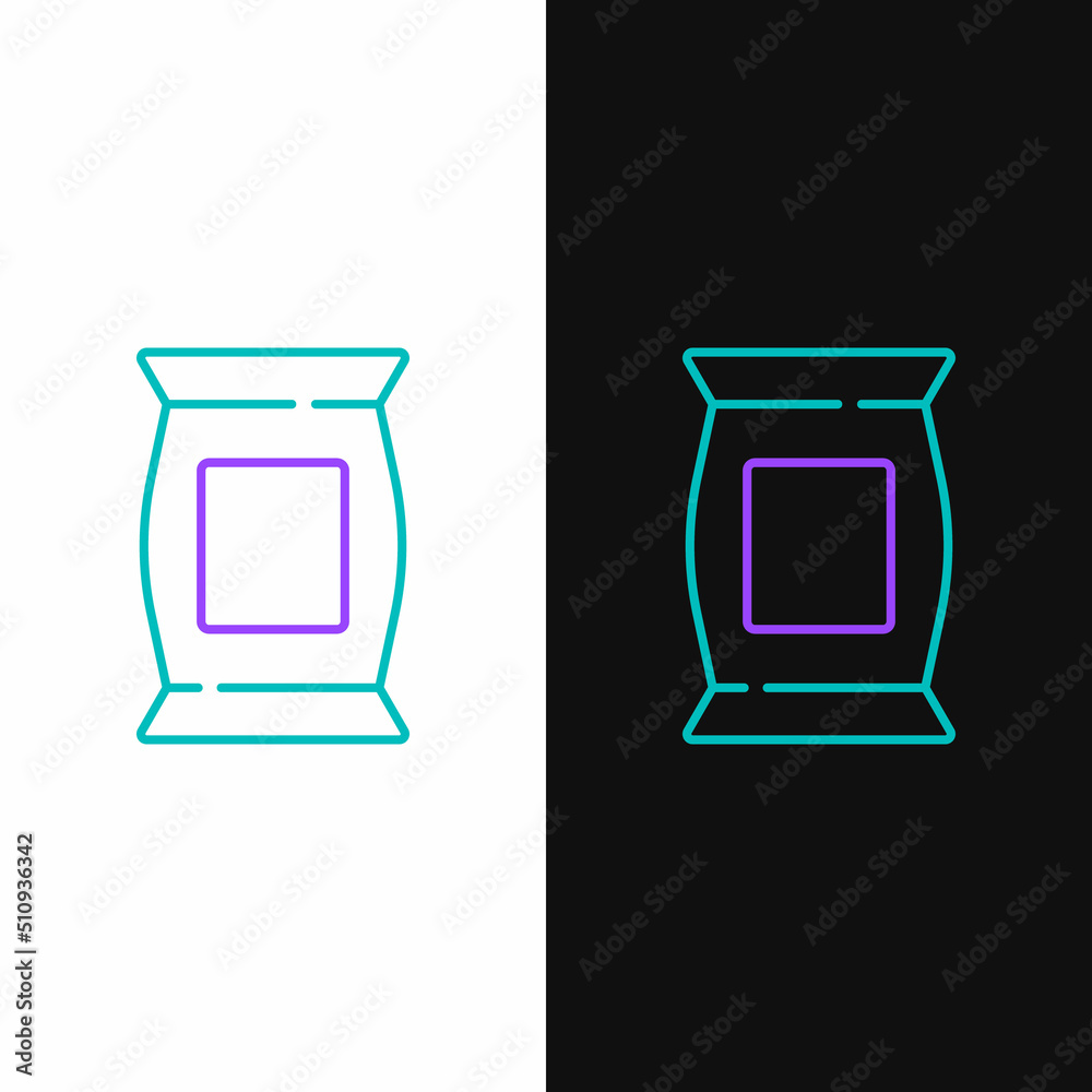 Line Bag or packet potato chips icon isolated on white and black background. Colorful outline concept. Vector Line Bag or packet potato chips icon isolated on white and black background. Colorful outline concept. Vector