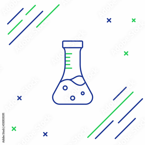 Line Test tube and flask chemical laboratory test icon isolated on white background. Laboratory glassware sign. Colorful outline concept. Vector