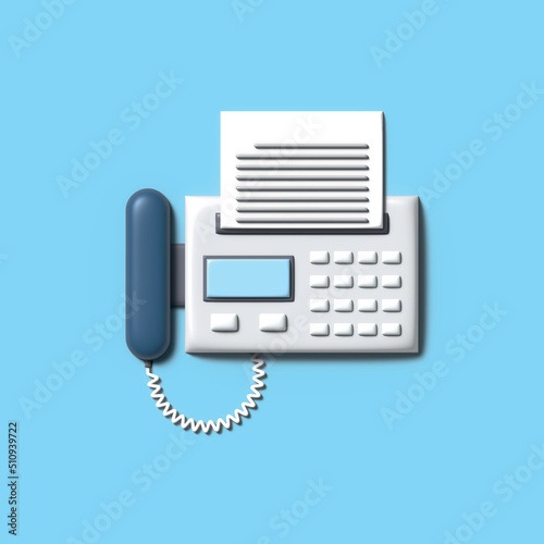 Εκτύπωση καμβά Fax machine on blue background.