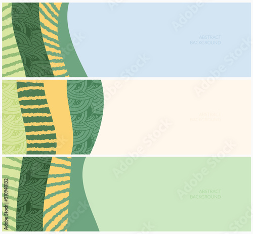 Abstract wineyard farm field pattern vector illustration. Vineyard green landscape with texture. Set of vine valley poster. Viticulture vintage background. Eco card clipart, organic farmland view