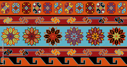 Traditional Sumakh Carpet Seamless Pattern of Dagestan, Russia