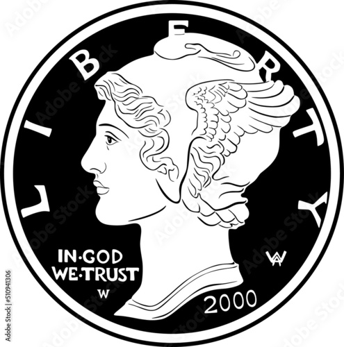 american liberty dollar coin handmade silhouette black outline collection