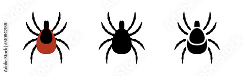 Ticks set. Deer tick. Vector clipart isolated on white background.