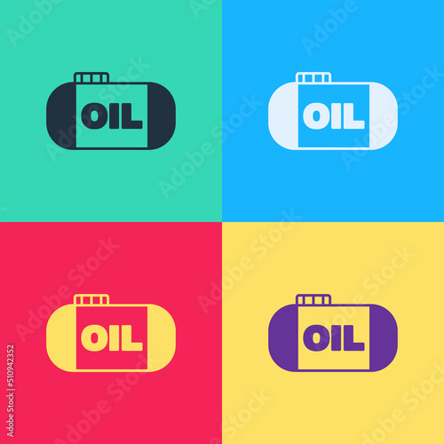 Pop art Oil tank storage icon isolated on color background. Vessel tank for oil and gas industrial. Oil tank technology station. Vector