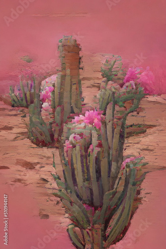  cactus in desert abstract digital art