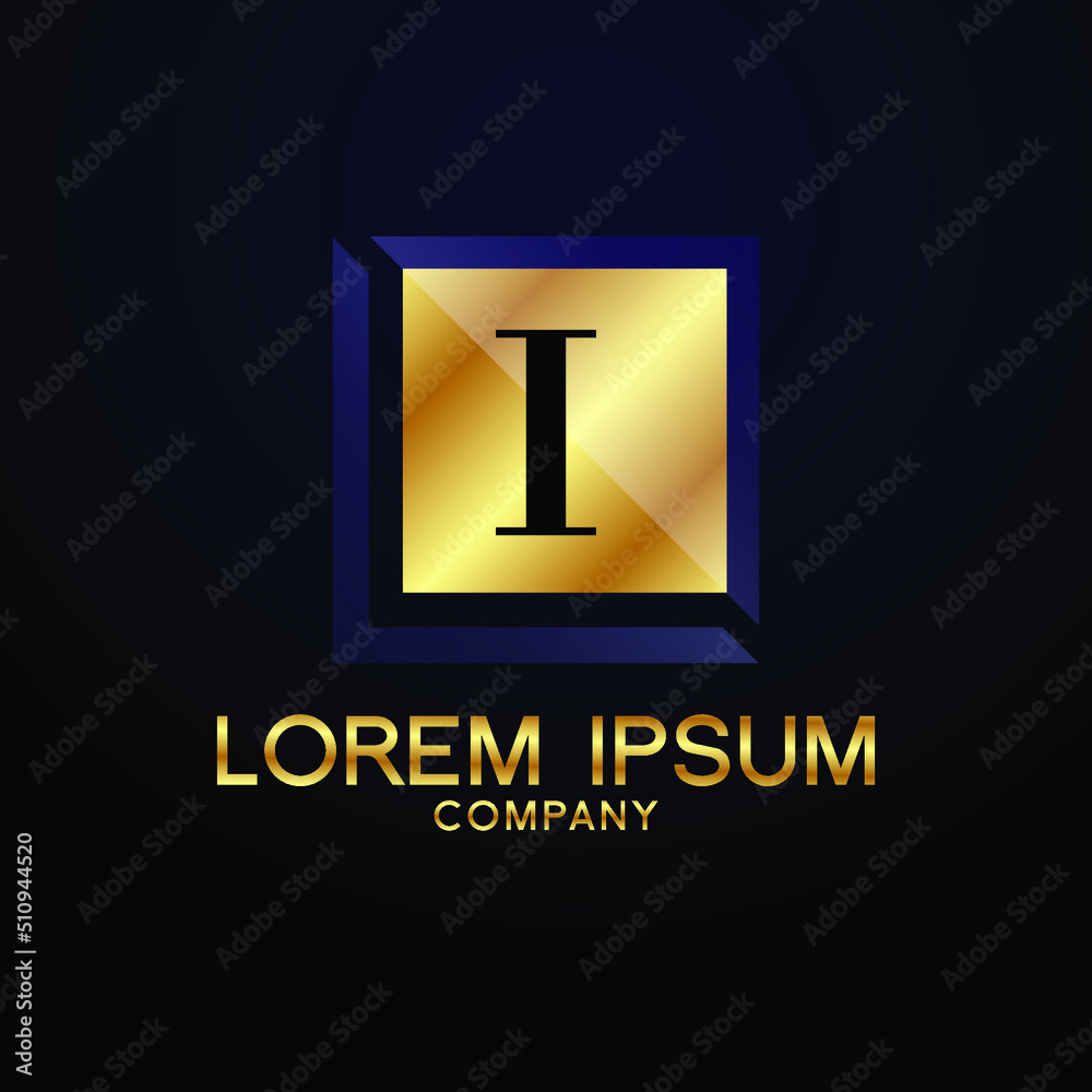 Fototapeta premium luxury Letter I logo Alphabet logotype gold vector design