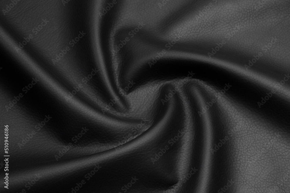 black artificial leather with waves and folds on PVC base black artificial leather with waves and folds on PVC base