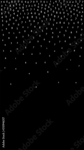 Falling numbers, big data concept. Binary white orderly flying digits. Actual futuristic banner on black background. Digital vector illustration with falling numbers.