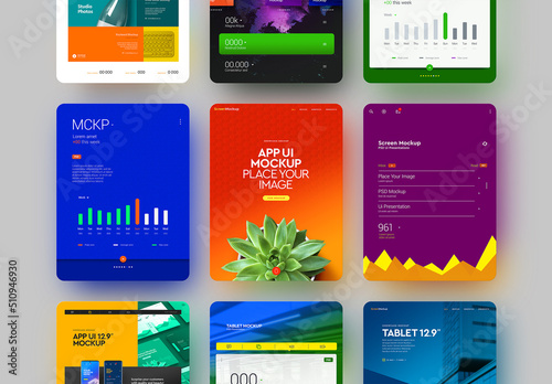App UI Mockup Tablet Set