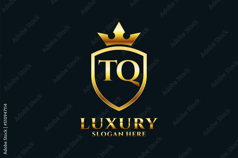 initial TQ elegant luxury monogram logo or badge template with scrolls ...