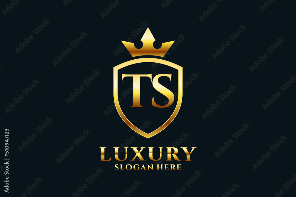 initial TS elegant luxury monogram logo or badge template with scrolls ...