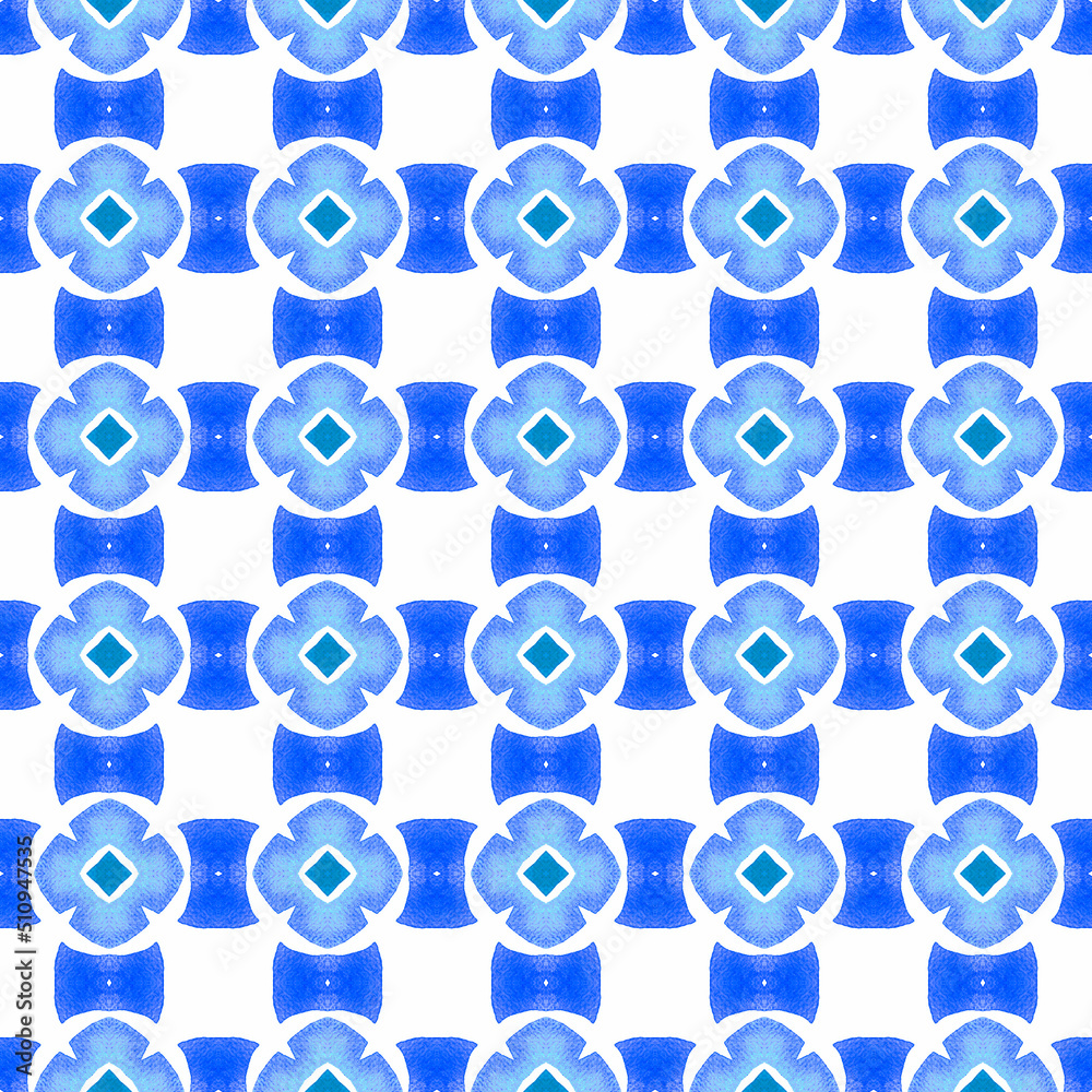 Tiled watercolor background. Blue beautiful boho Tiled watercolor background. Blue beautiful boho