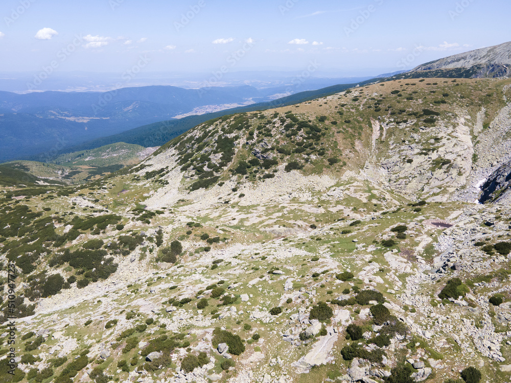 Aerial view of Rila Mountain near The Scary Lake, Bulgaria