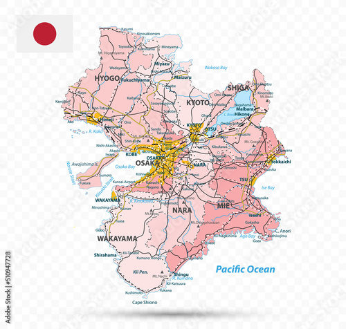 Kinki Map. Map of Japan Prefecture photo
